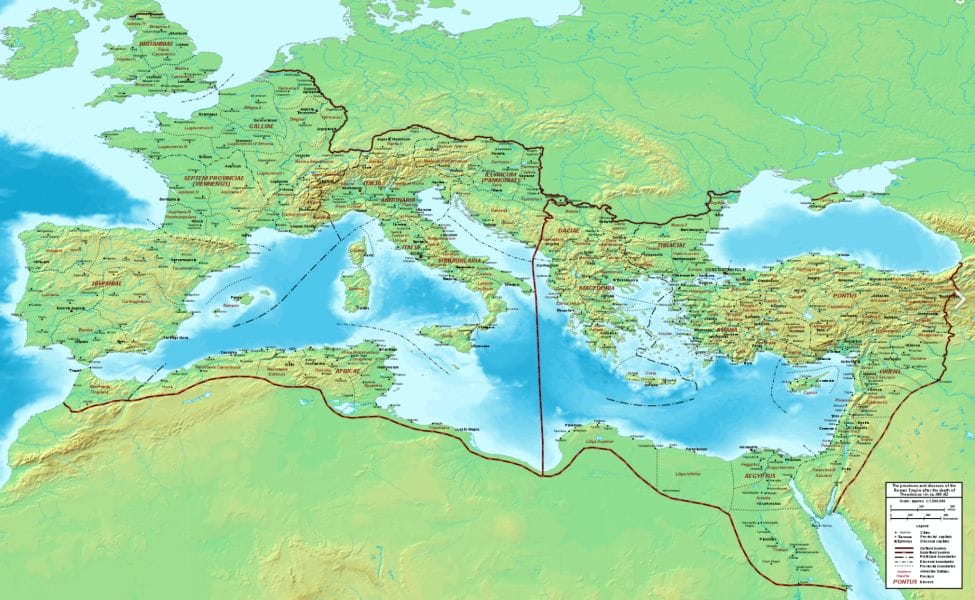 Roman Empire map ca. 400 AD