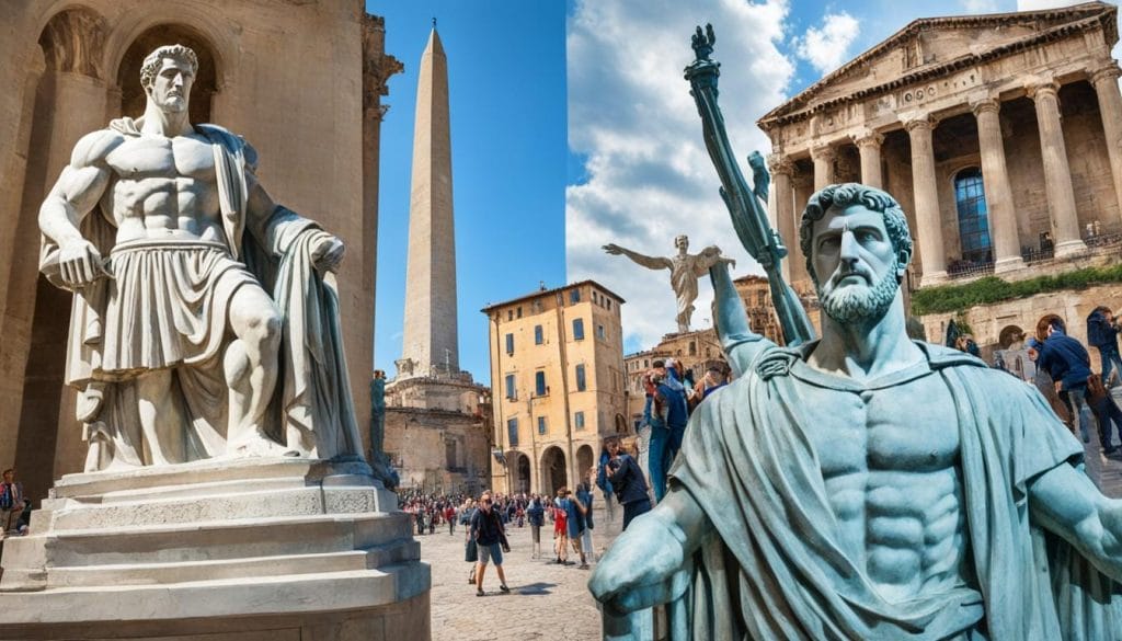 Statue comparison of the Colossus of Constantine